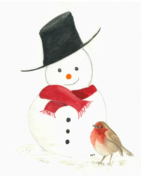 snowman and the robin